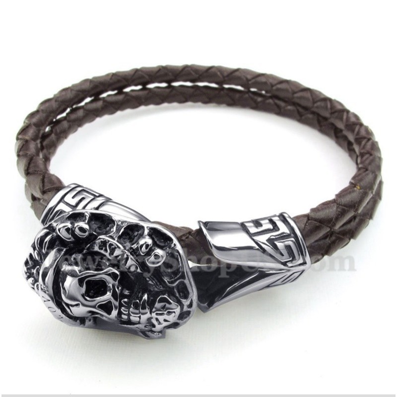 Heren Titanium Leren Armband