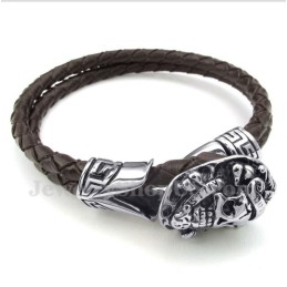 Heren Titanium Leren Armband