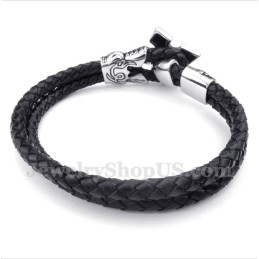 Heren Titanium Leren Armband