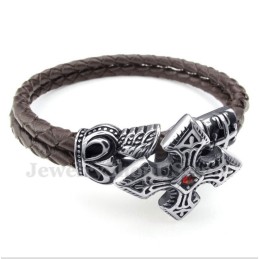 Heren Titanium Leren Armband
