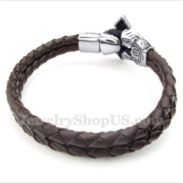 Heren Titanium Leren Armband