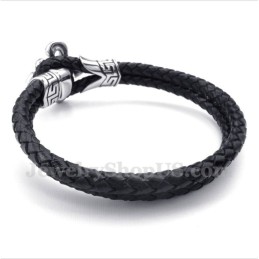 Heren Titanium Leren Armband
