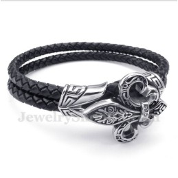 Heren Titanium Leren Armband