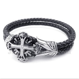 Heren Titanium Leren Armband