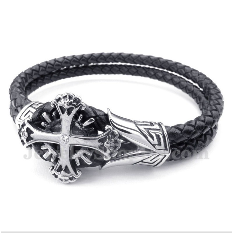 Heren Titanium Leren Armband Heren Titanium Leren Armband