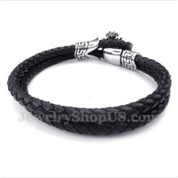 Heren Titanium Leren Armband