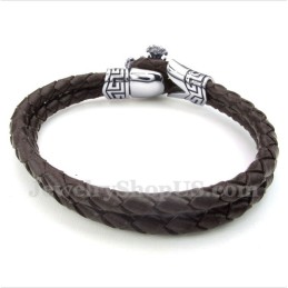 Heren Titanium Leren Armband