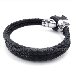 Heren Titanium Leren Armband