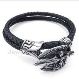 Heren Titanium Leren Armband