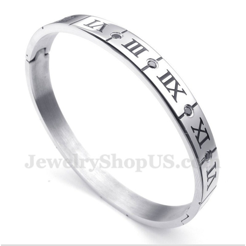 Herenarmband Van Titanium Met Romeinse Cijfers En Diamanten Herenarmband Van Titanium Met Romeinse Cijfers En Diamanten
