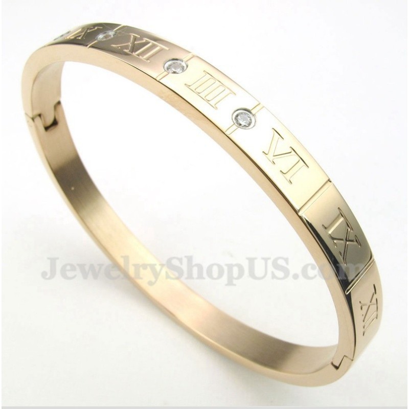 Herenarmband Van Titanium, Diamant, Roségoud En Romeinse Cijfers Herenarmband Van Titanium, Diamant, Roségoud En Romeinse Cijfers
