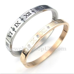 Titanium Diamanten Romeinse Cijfers Koppelarmband (Één Paar)