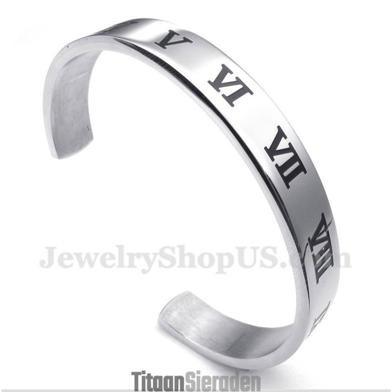 Herenarmband Met Romeinse Cijfers Van Titanium Herenarmband Met Romeinse Cijfers Van Titanium