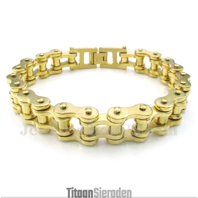 Heren Titanium Gouden Fietsketting Armband