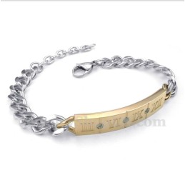 Titanium Romeinse Cijfers Diamanten Armband Voor Koppels (Één Paar)