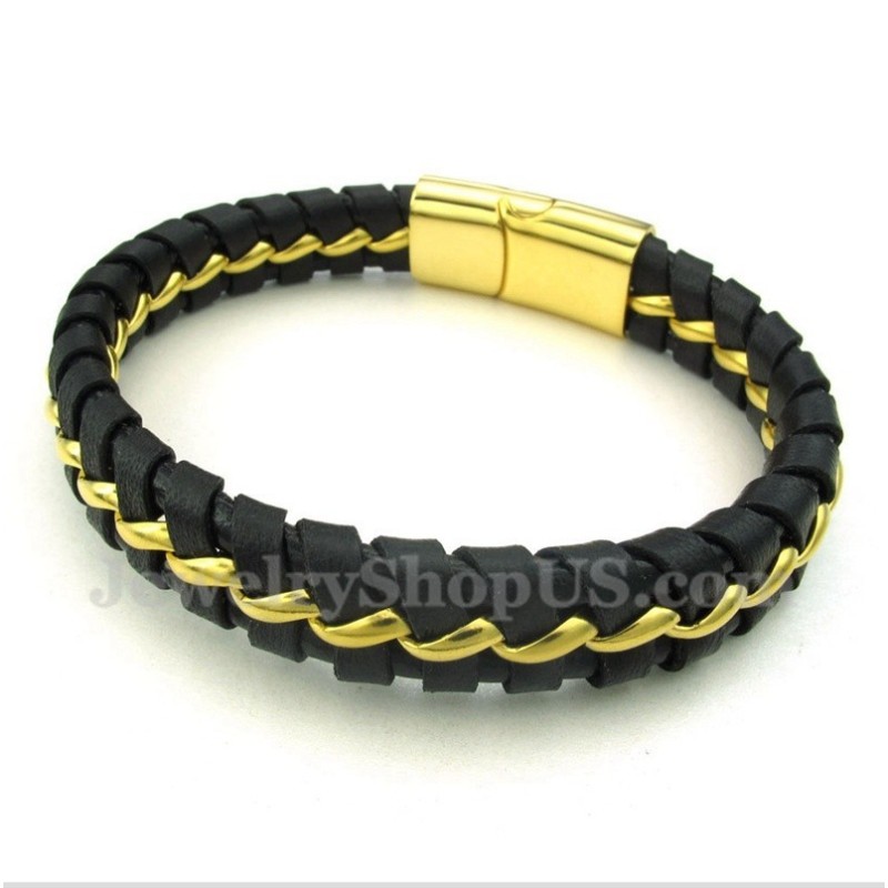 Heren Titanium Leren Armband Heren Titanium Leren Armband