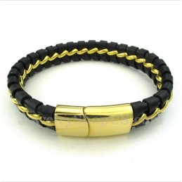 Heren Titanium Leren Armband