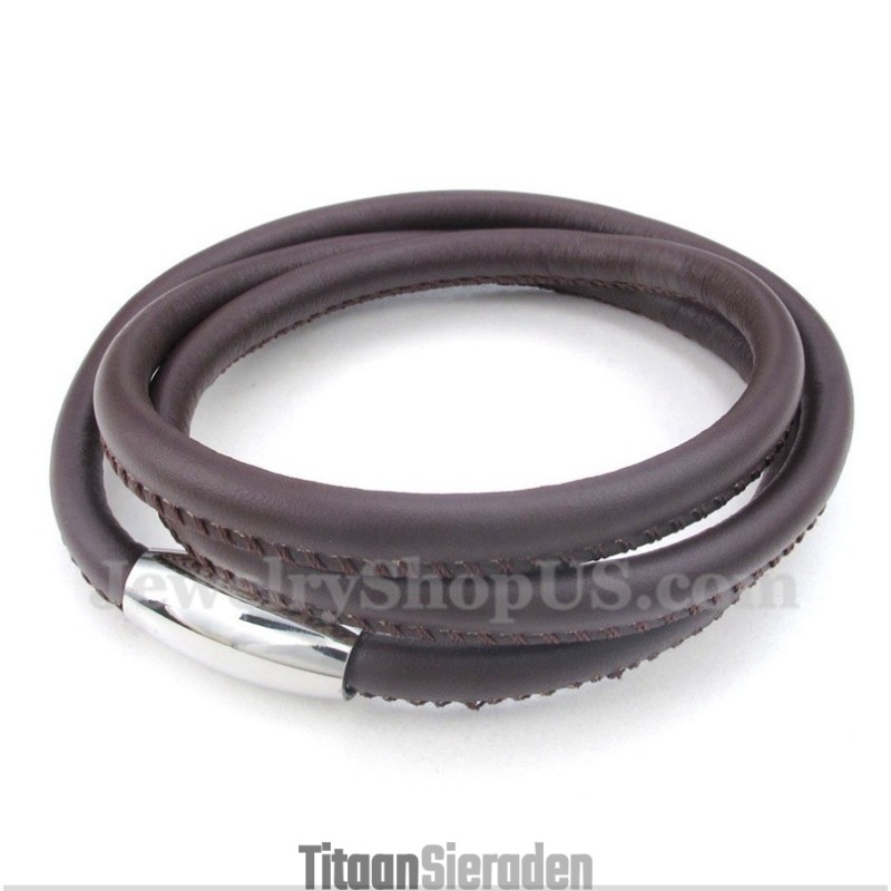 Heren Titanium Leren Armband