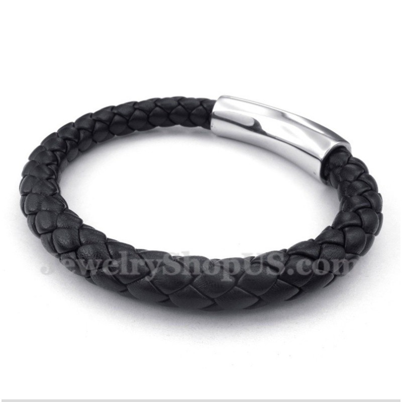 Heren Titanium Leren Armband Heren Titanium Leren Armband