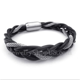 Heren Titanium Leren Armband