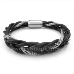 Heren Titanium Leren Armband