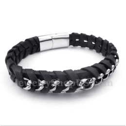 Heren Titanium Leren Armband