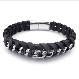 Heren Titanium Leren Armband