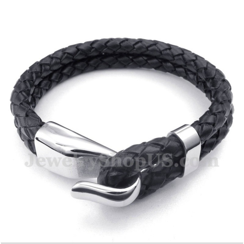 Heren Leren Titanium Armband