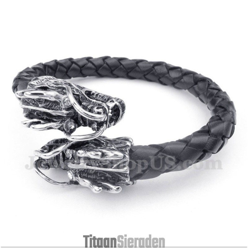 Chinese Drakenkop Leren Armband Voor Heren Chinese Drakenkop Leren Armband Voor Heren