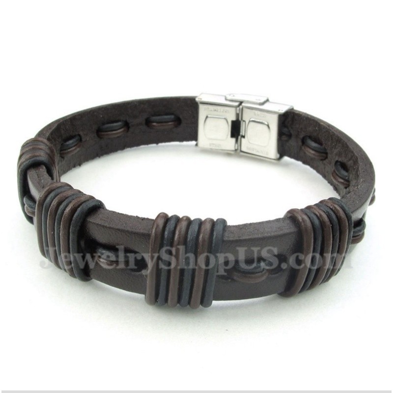 Heren Leren Titanium Armband Heren Leren Titanium Armband