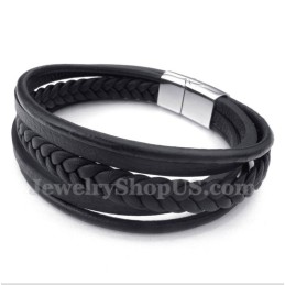 Heren Leren Titanium Armband