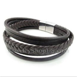 Heren Leren Titanium Armband