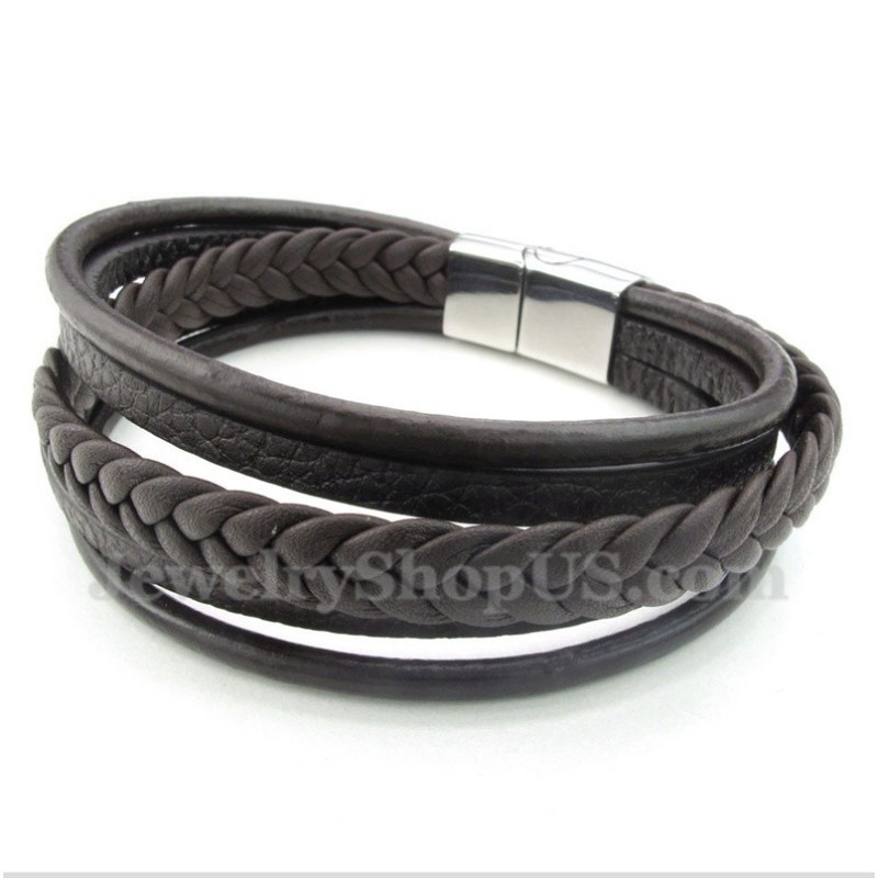 Heren Leren Titanium Armband