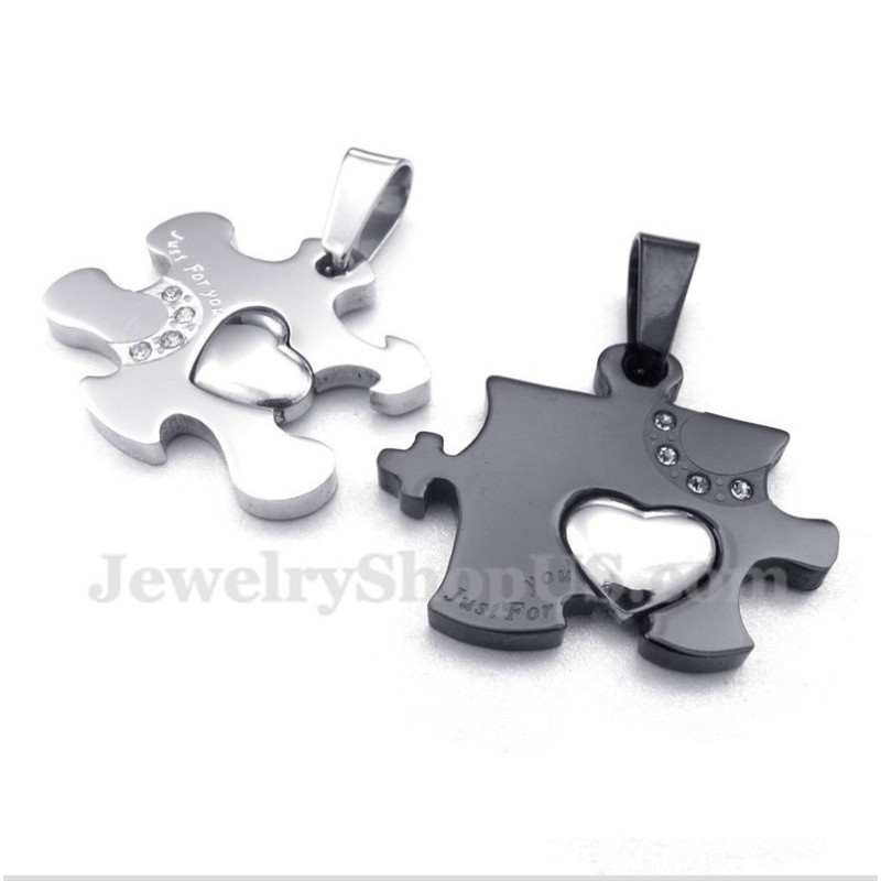 Titanium Zwarte Puzzelhanger Voor Koppels Met Gratis Ketting (Één Paar) Titanium Zwarte Puzzelhanger Voor Koppels Met Gratis Ketting (Één Paar)
