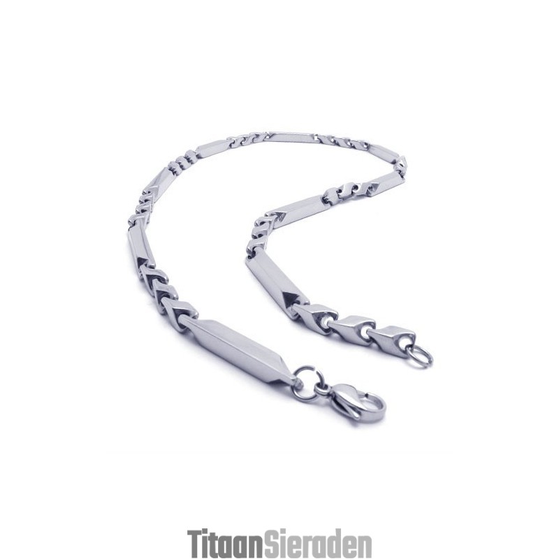 22,0 Inch Titanium Zilveren Ketting