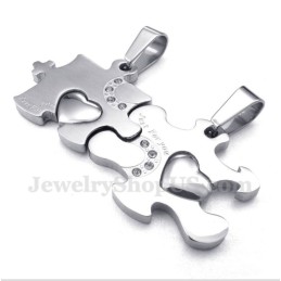 Titanium Puzzel Hanger Voor Koppels Met Gratis Ketting (Één Paar)
