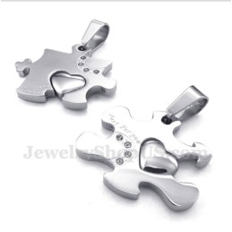 Titanium Puzzel Hanger Voor Koppels Met Gratis Ketting (Één Paar)