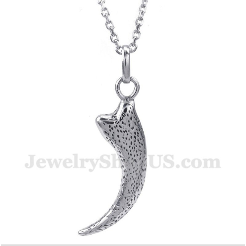 Titanium Wolf Fang Hanger Voor Heren Met Gratis Ketting Titanium Wolf Fang Hanger Voor Heren Met Gratis Ketting