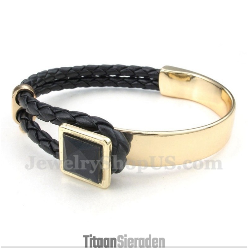 Heren Leren Titanium Armband