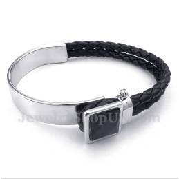 Heren Leren Titanium Armband