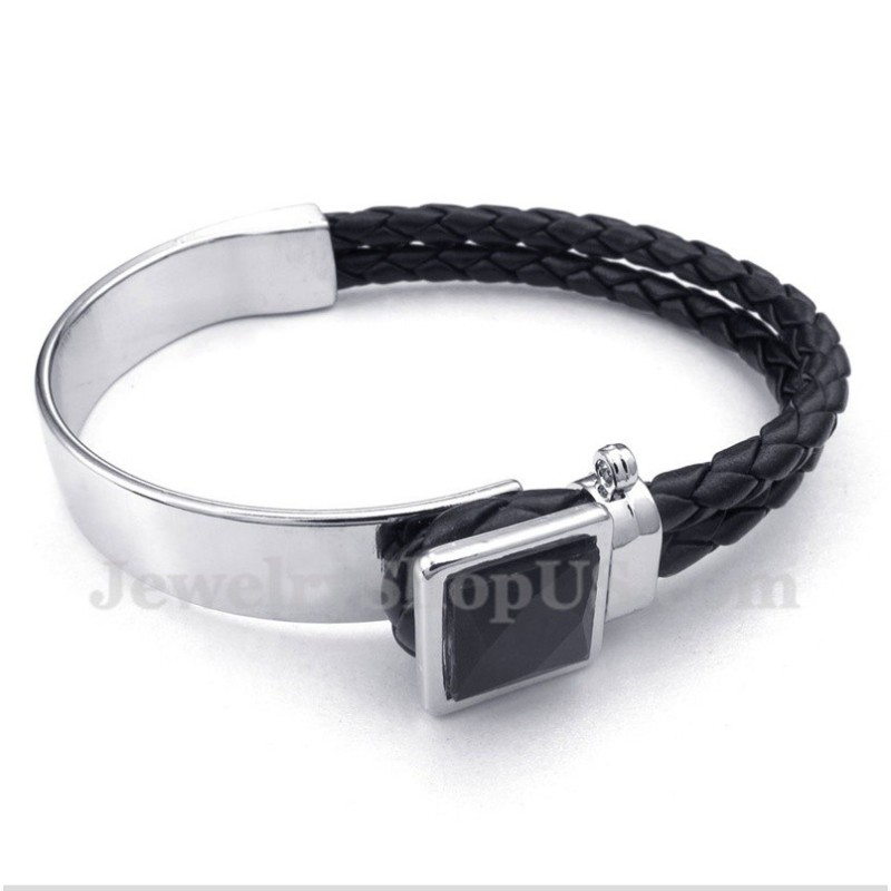 Heren Leren Titanium Armband Heren Leren Titanium Armband