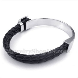 Heren Leren Titanium Armband