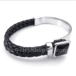 Heren Leren Titanium Armband