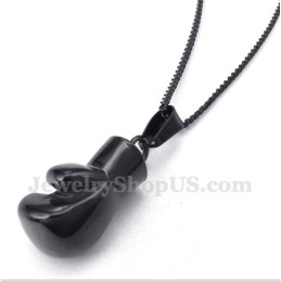 Heren Titanium Zwarte Bokshandschoen Hanger Met Gratis Ketting