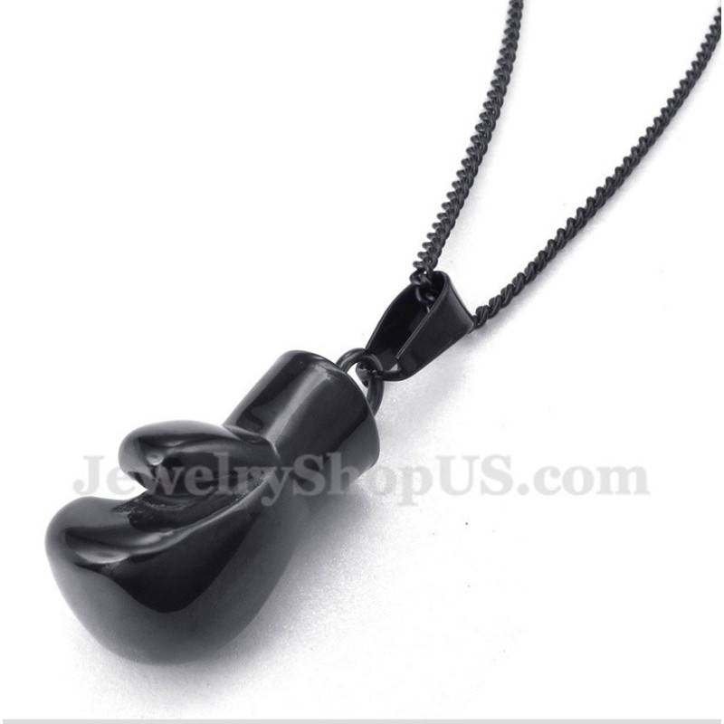 Heren Titanium Zwarte Bokshandschoen Hanger Met Gratis Ketting Heren Titanium Zwarte Bokshandschoen Hanger Met Gratis Ketting