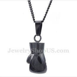 Heren Titanium Zwarte Bokshandschoen Hanger Met Gratis Ketting