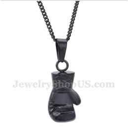 Heren Titanium Zwarte Bokshandschoen Hanger Met Gratis Ketting