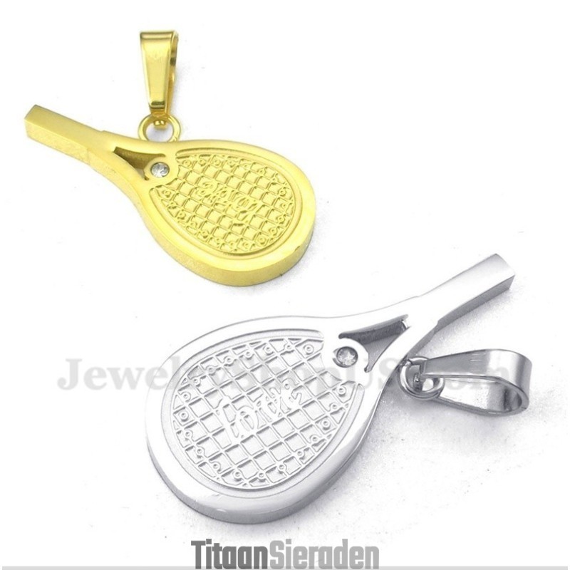 Titanium Tennisracket Hanger Met Veren En Gratis Ketting (Één Paar) Titanium Tennisracket Hanger Met Veren En Gratis Ketting (Één Paar)