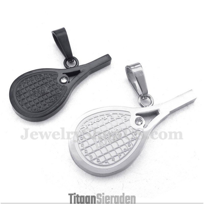 Titanium Tennisracket Hanger Met Veren En Gratis Ketting (Één Paar)