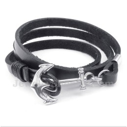 Heren Titanium Leren Armband